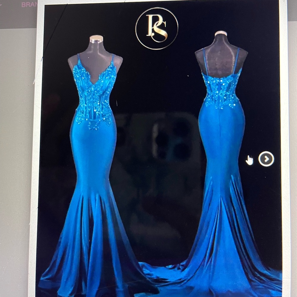 Porsche and Scarlet corset teal gown